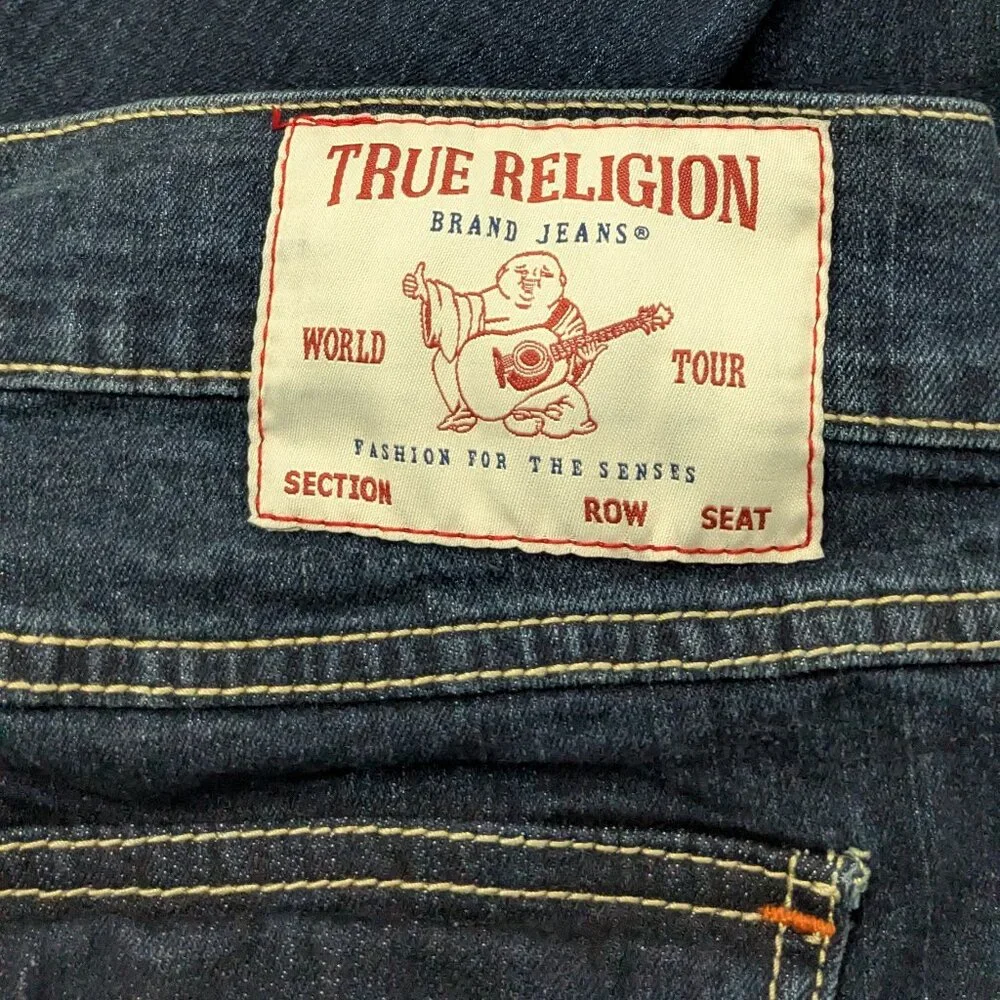 True Religion Men's Geno Relaxe Slim Jeans Size 36 Blue .